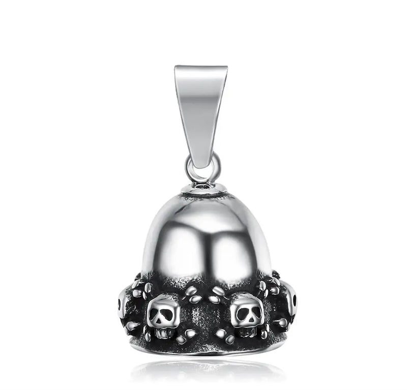 Skull Bell Pendant Stainless Steel Jewelry Skeleton Skull Biker Men Pendant