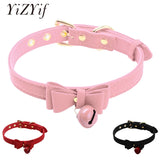Bow Tie Neck Choker Collar Necklace with Bell PU Leather Adjustable Choker