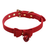 Bow Tie Neck Choker Collar Necklace with Bell PU Leather Adjustable Choker