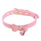 Bow Tie Neck Choker Collar Necklace with Bell PU Leather Adjustable Choker