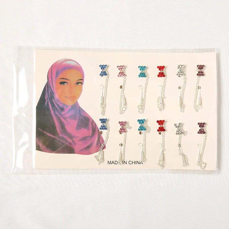 Crystal Rhinestone Bow-knot Brooches Scarf Pins 12 Pcs/lot