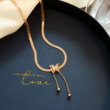 Bowknot Tassel Titanium Steel Necklace Female Rose Temperament Net Red