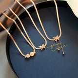 Bowknot Tassel Titanium Steel Necklace Female Rose Temperament Net Red