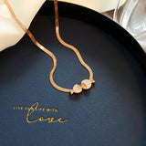 Bowknot Tassel Titanium Steel Necklace Female Rose Temperament Net Red