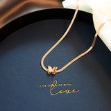 Bowknot Tassel Titanium Steel Necklace Female Rose Temperament Net Red
