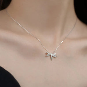 Crystal Dragonfly Charm Pendant Choker Necklace for Women Party Jewelry