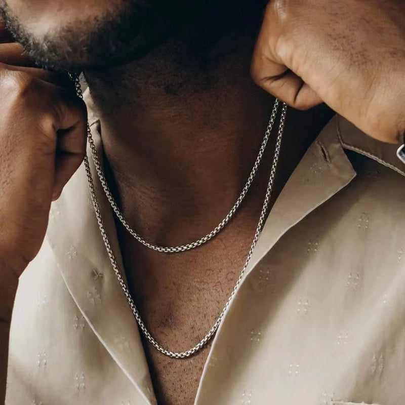 Stainless Steel Box Chain Necklace for Men