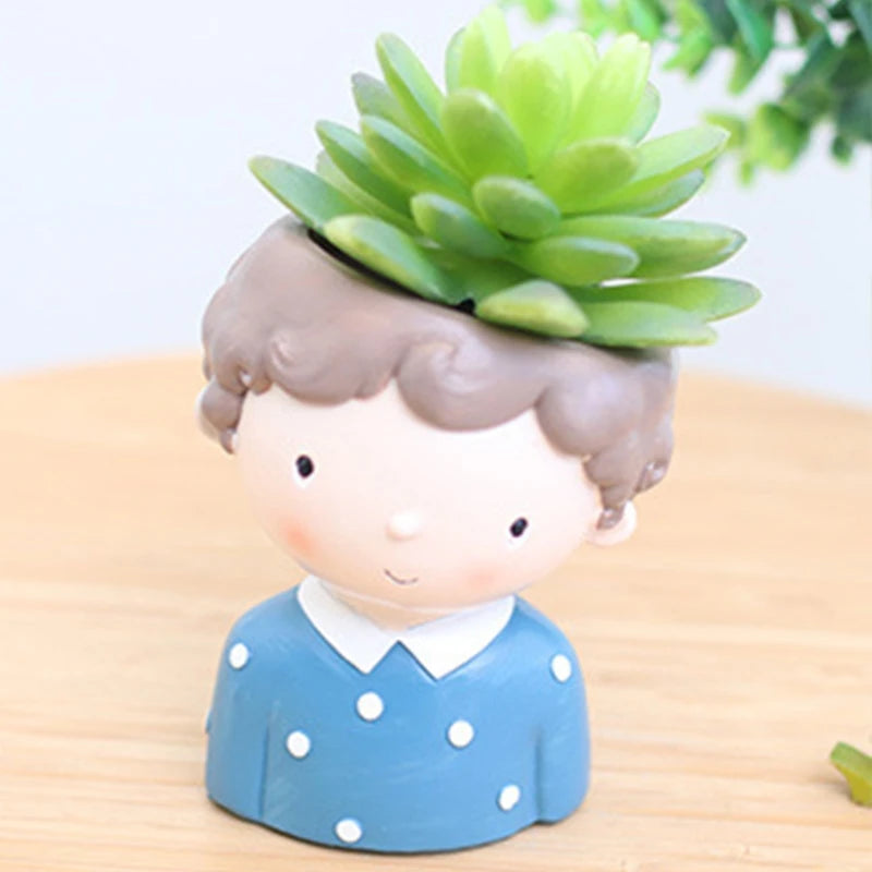 Boy Succulents Flower Pot Epoxy Resin Mold Concrete Vase Silicone Mould