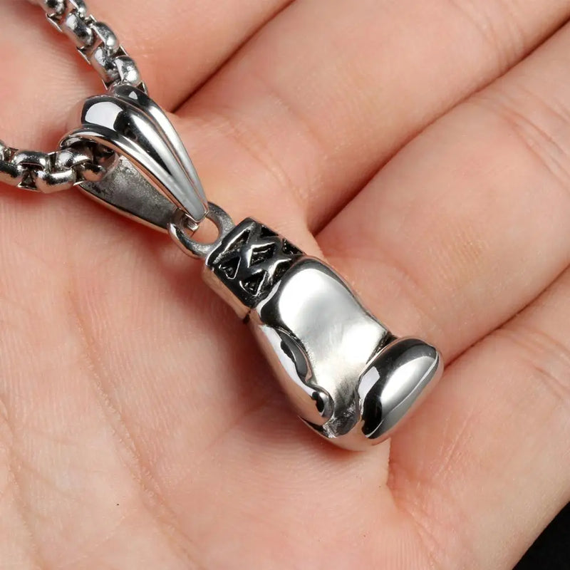 Boy Boxing Glove Pendant Necklace 316 Stainless Steel Chain Men's Jewelry