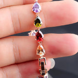 925 Silver Water Drop Zircon Gemstone Bracelet for Women