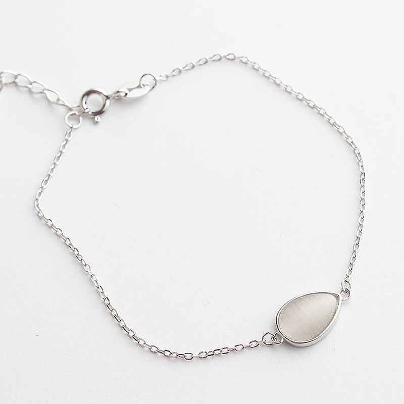 925 Silver Water Drop Moonstone Bracelet Wedding Party Gift