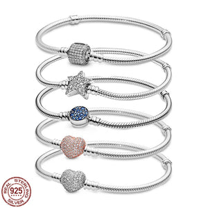 925 Silver Disc Buckle Bracelet for Charm Beads DIY Jewelry