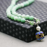 Cloisonne Bracelet with 8mm Emerald Beads Crystal Hand Chain