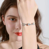Rhinestone Bracelet Double Rows Crystal Bracelet Women Multi-layer