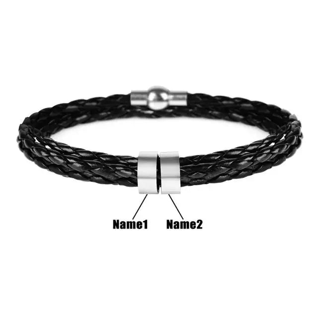 Men's Personalized Leather Name Bracelet