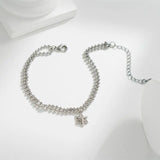 Double Layer Beads Chain Bracelet Moissanite Pentagram Jewelry
