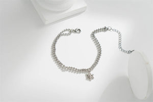 Double Layer Beads Chain Bracelet Moissanite Pentagram Jewelry