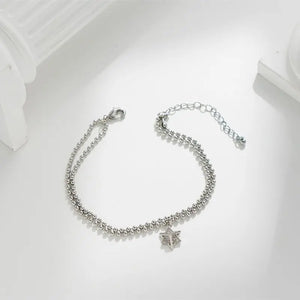 Double Layer Beads Chain Bracelet Moissanite Pentagram Jewelry