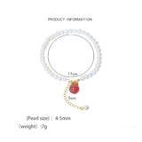Freshwater Pearl Agate Peach Bracelet Hand String B0010