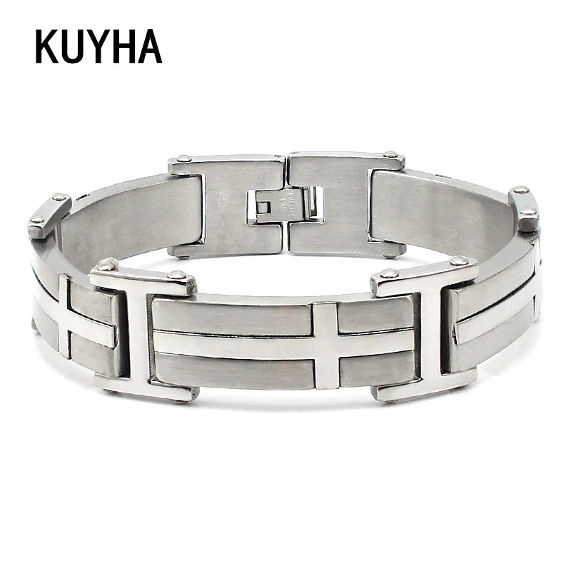 Men's Silver Stainless Steel Link Bracelet Bangle Hand Chain