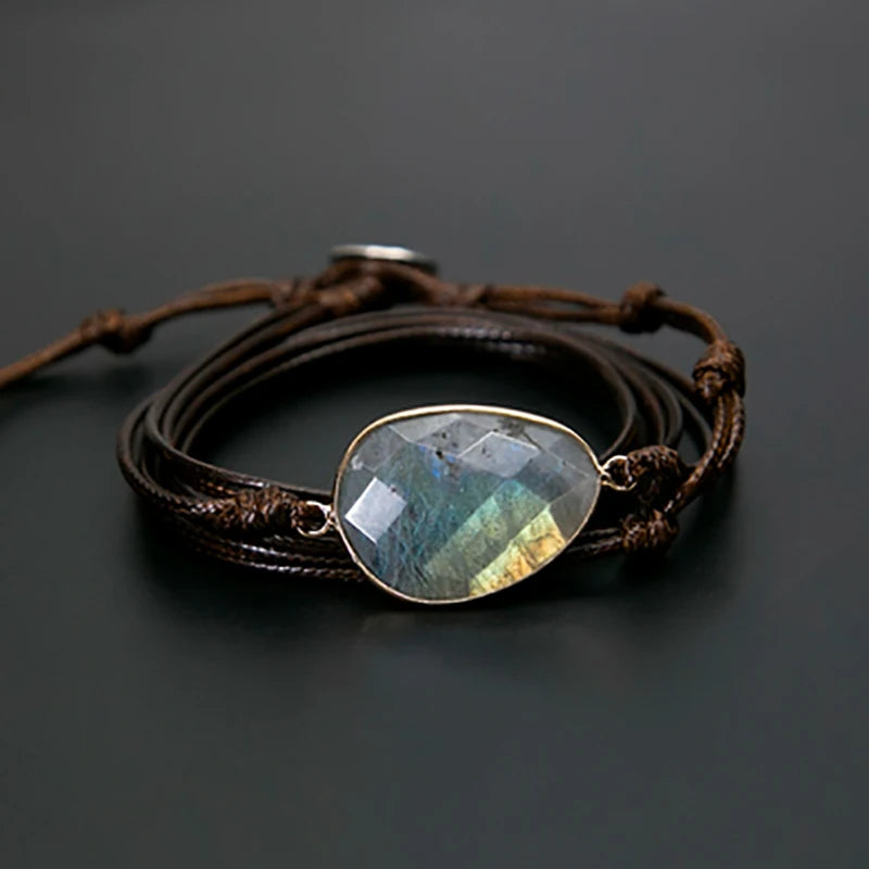 Labradorite Rope Wrap Bracelet Ethnic Style