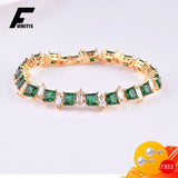 Silver 925 Geometric Emerald Zircon Bracelet for Women