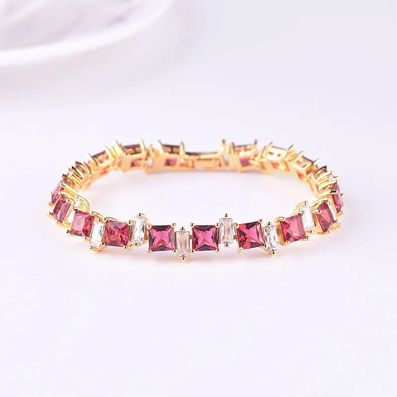 Silver 925 Geometric Emerald Zircon Bracelet for Women