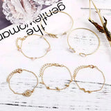 Compass Arrow Moon Bracelet Set Rhinestone V-Shape Holiday Gift