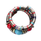 Tibetan Bead Adjust Bangle Stone Inlay Roundness Bangle