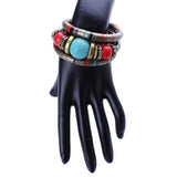 Tibetan Bead Adjust Bangle Stone Inlay Roundness Bangle