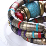 Tibetan Bead Adjust Bangle Stone Inlay Roundness Bangle