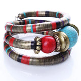 Tibetan Bead Adjust Bangle Stone Inlay Roundness Bangle