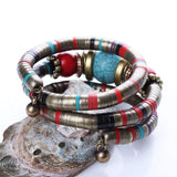 Tibetan Bead Adjust Bangle Stone Inlay Roundness Bangle