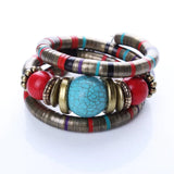 Tibetan Bead Adjust Bangle Stone Inlay Roundness Bangle