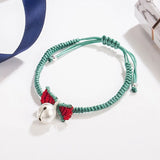 S925 Sterling Silver Braided Bracelet with Snow Plated 18K Bell Hand Rope