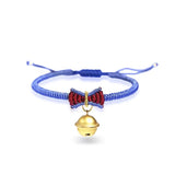 S925 Sterling Silver Braided Bracelet with Snow Plated 18K Bell Hand Rope