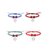 S925 Sterling Silver Braided Bracelet with Snow Plated 18K Bell Hand Rope