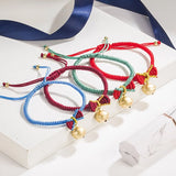 S925 Sterling Silver Braided Bracelet with Snow Plated 18K Bell Hand Rope