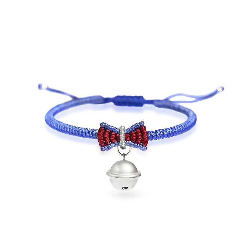 S925 Sterling Silver Braided Bracelet with Snow Plated 18K Bell Hand Rope