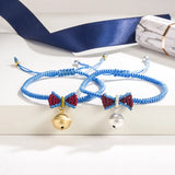 S925 Sterling Silver Braided Bracelet with Snow Plated 18K Bell Hand Rope