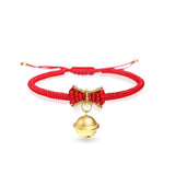 S925 Sterling Silver Braided Bracelet with Snow Plated 18K Bell Hand Rope