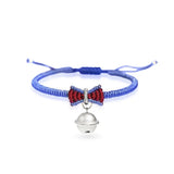 S925 Sterling Silver Braided Bracelet with Snow Plated 18K Bell Hand Rope