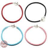 Braided Leather Bracelet 925 Silver Buckle Original Charm Bracelet DIY