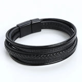 Braided Rope Woven Multilayer Leather Men Bracelet
