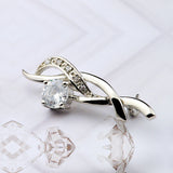 925 Silver Flower Brooch Zircon Chest Needle Lady Accessories