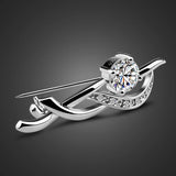 925 Silver Flower Brooch Zircon Chest Needle Lady Accessories