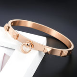 Rivets Bracelet Bangle Pyramid & Dangle Circle Charm for Wedding Party