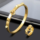 Rivets Bracelet Bangle Pyramid & Dangle Circle Charm for Wedding Party