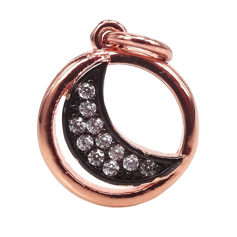 Moon Pendants Hollow Round Moon Charms Full CZ Necklaces Women Jewelry