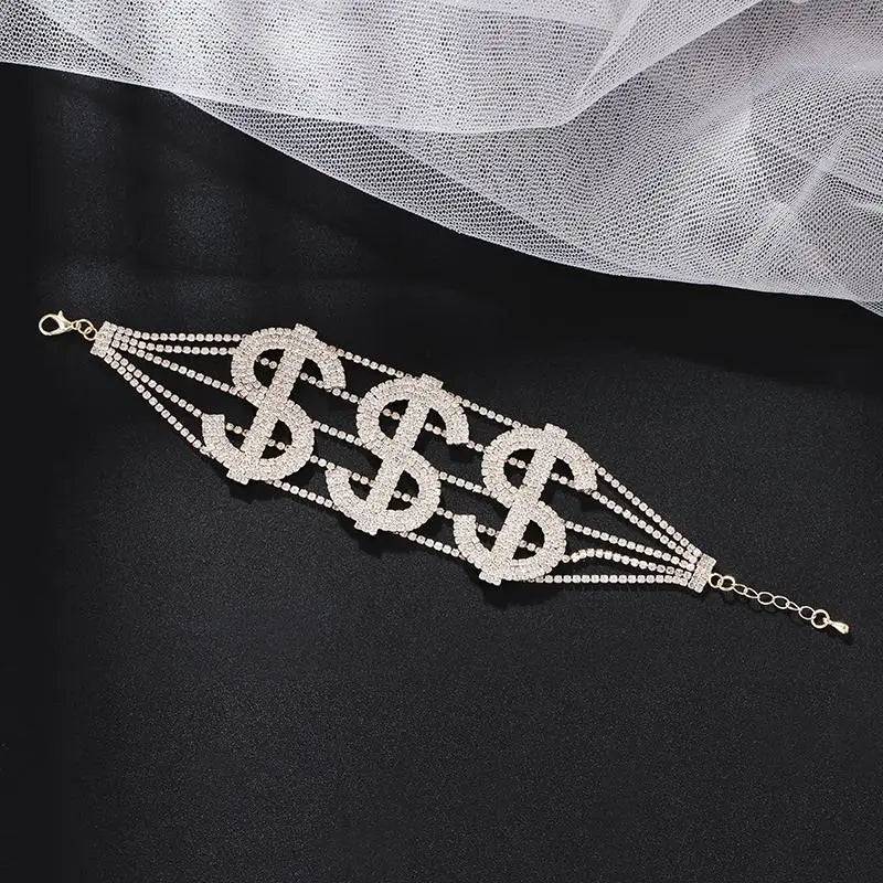 Charming Bride Wedding Crystal Bracelet Rhinestone Dollar Bracelet B306
